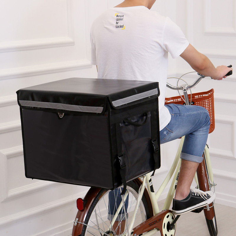 Acoolda Caja aislante para entrega de comida rápida, calentador de pizza y alimentos con papel de aluminio, para bicicleta
