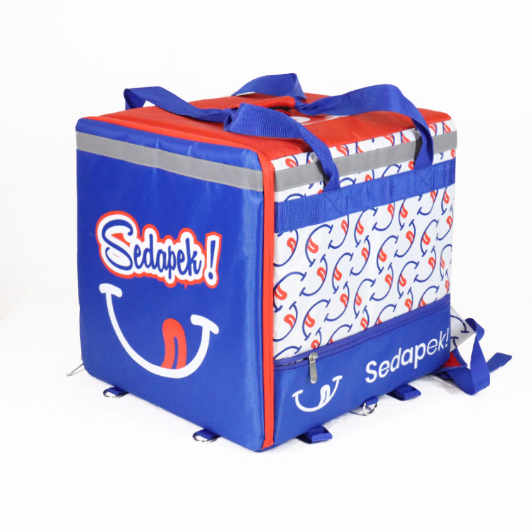 Mochila de entrega de sacos de comida com impressão completa personalizada, mochila de comida isolada, saco de pizza ACD-B-001