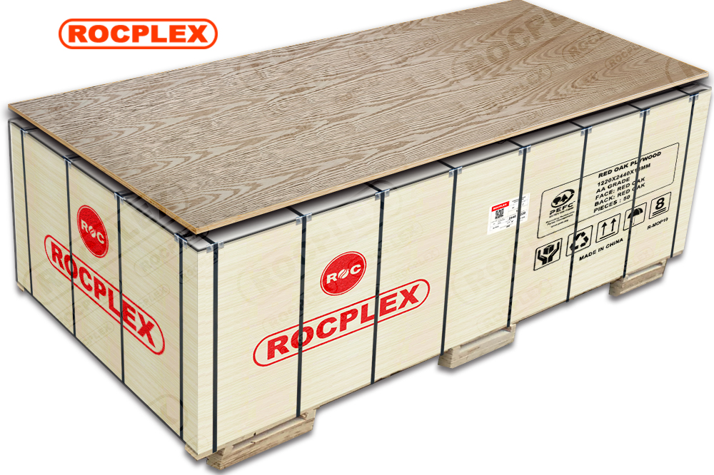 Red Oak Fancy Plywood Board 2440*1220*18mm (පොදු: 3/4 x 8' x 4'. සැරසිලි රතු ඕක් ප්ලයි )