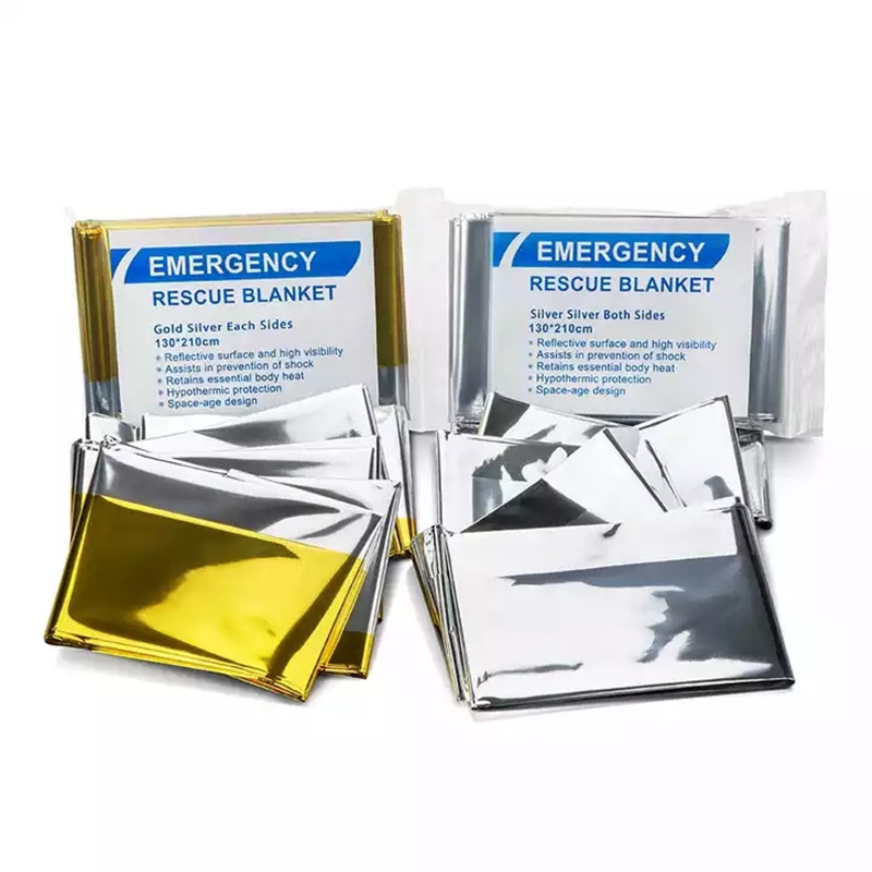 Hot Outdoor Refugee camping silver golden foil thermal first aid rescue emergency survival foil mylar blanket