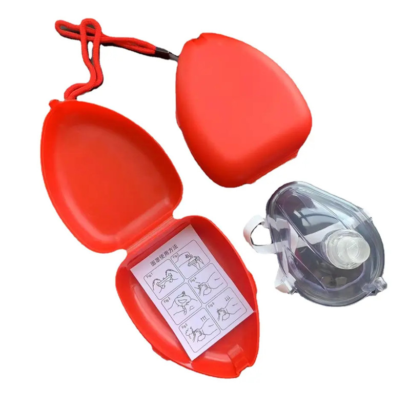 Red Hard Case Single Valve Adult Child pocket rescue resuscitator cpr first aid cpr face mask