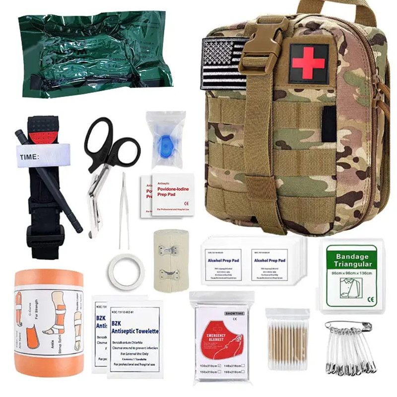 एक पेशेवर सेना आईएफएके प्राथमिक चिकित्सा किट सामरिक चिकित्सा बैग सैन्य अस्तित्व आघात किट में 16 पीसी आइटम