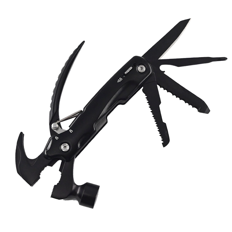 12-in 1 outdoor survival gear Multi tool Safety plier hammer nail claw