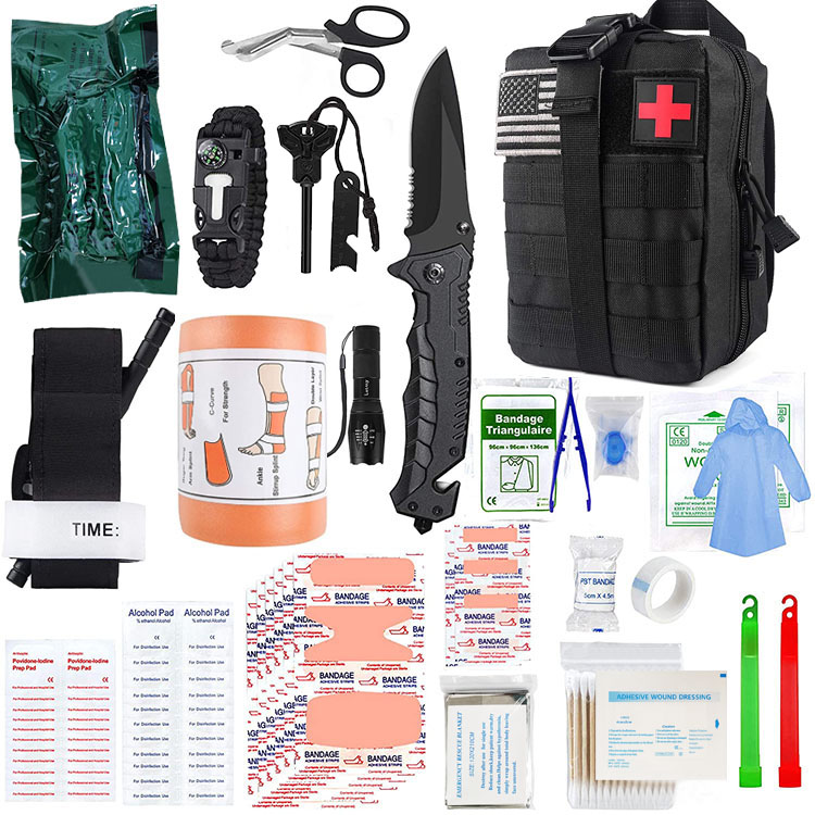 Professional tactical medical bag kits with wound care dressings supplies