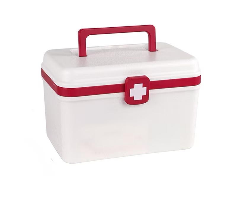 Portable Family plastic handled medicine first aid box safety emergency medical storage box kit