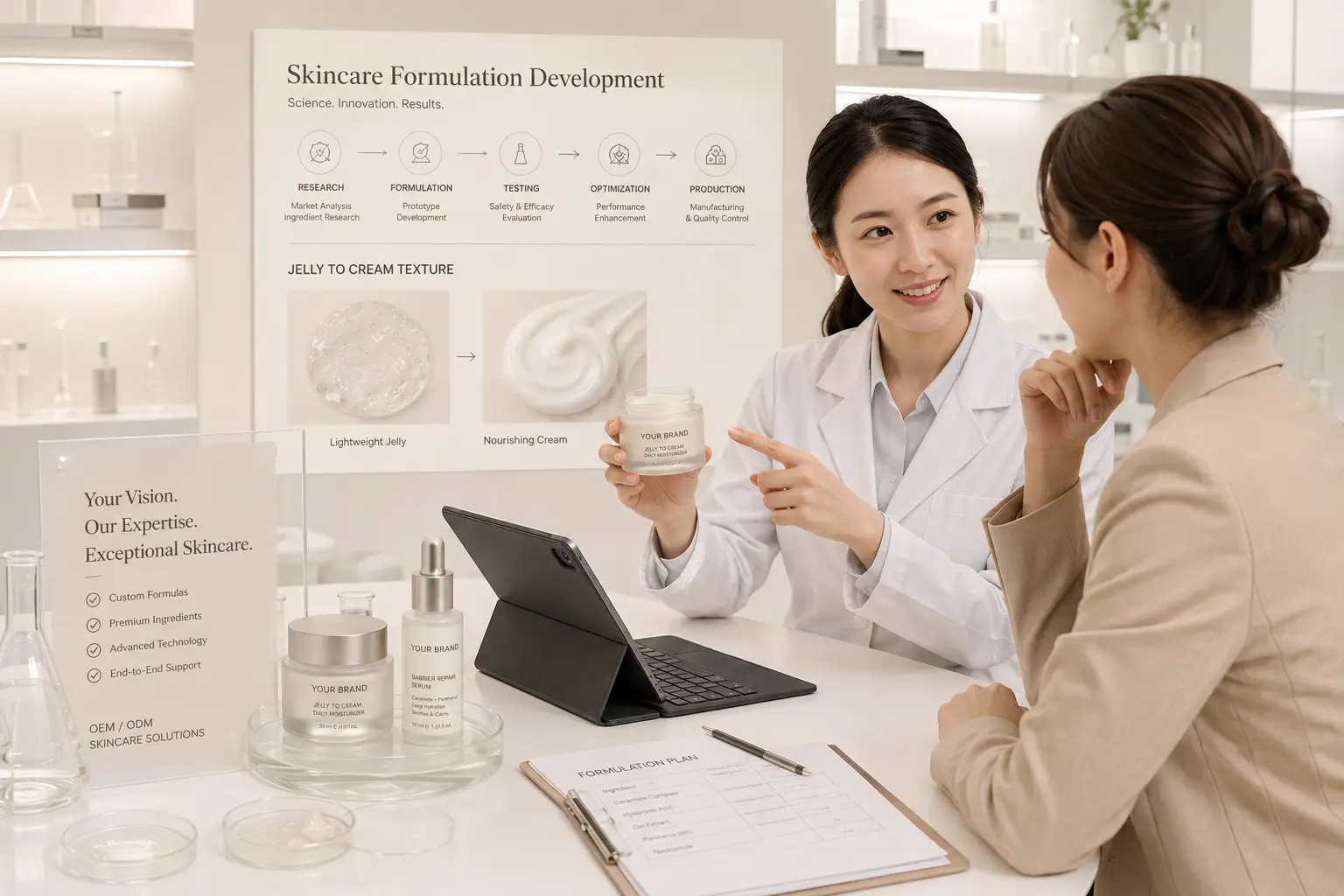 Professional cosmetic OEM ODM laboratory for skincare formulation development