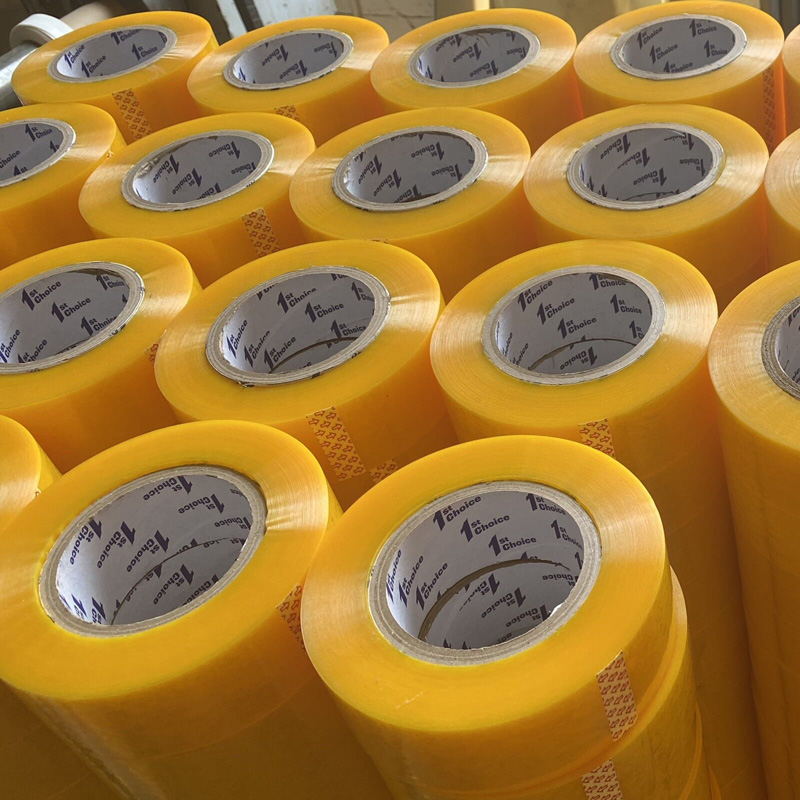カートン梱包用黄色透明48mm幅セロテープ