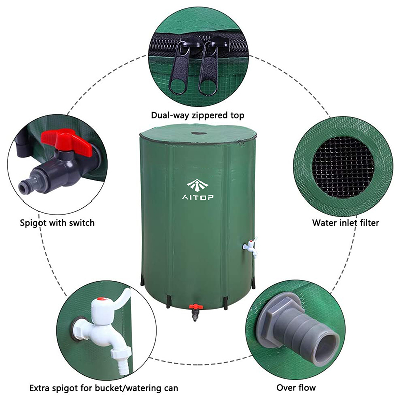 Přizpůsobený 50l PVC skládací přenosný přenosný přístroj pro sběr dešťové vody