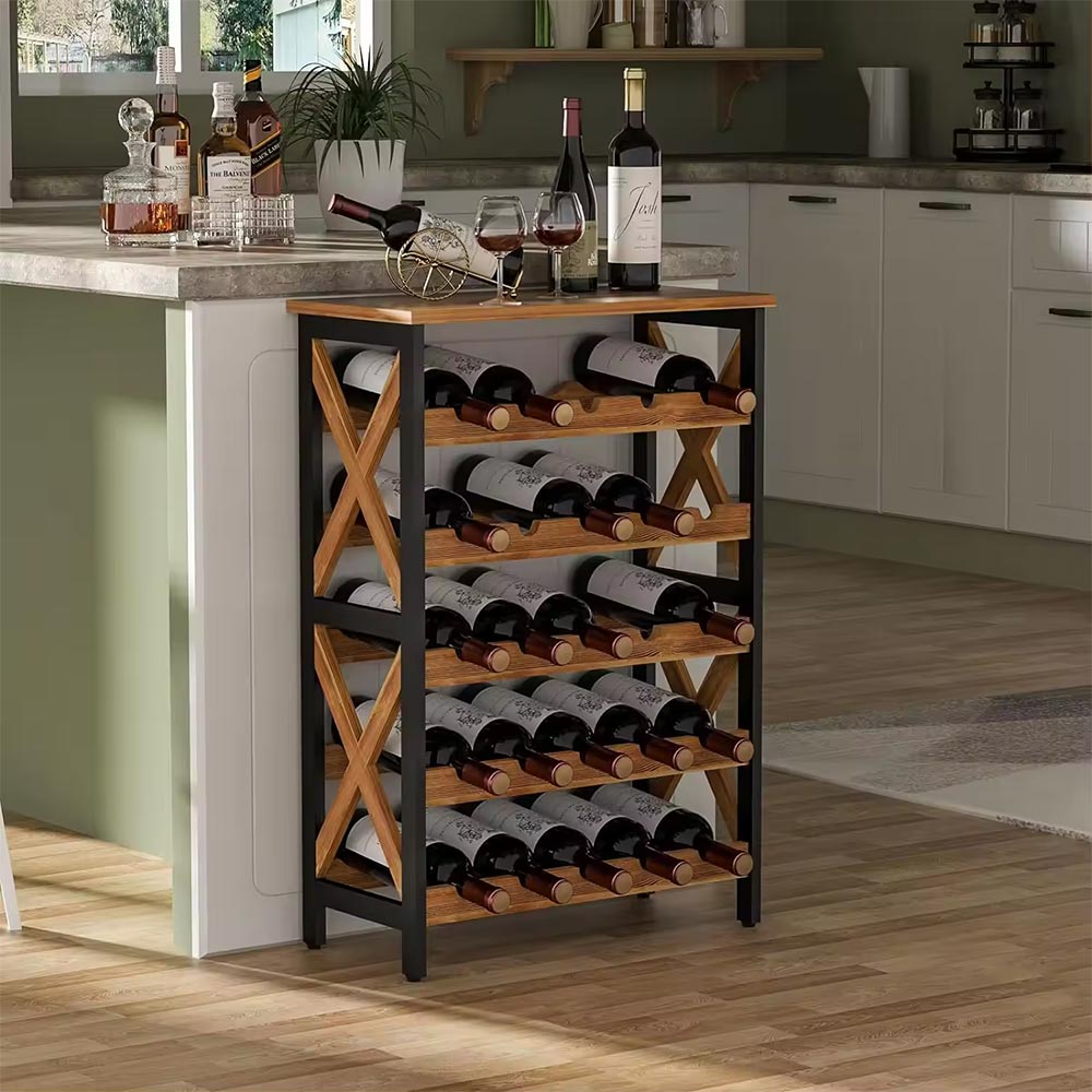 Minghou Launches 25 Bottle Wood and Metal Wine Rack: Modern Style, Customizable, and Exceptional Service