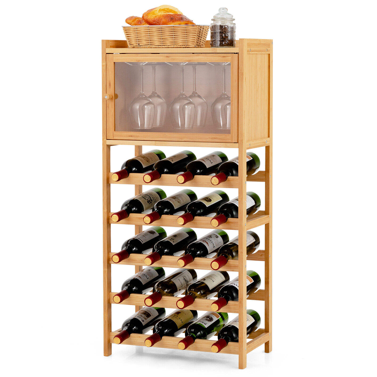 20-Bottles Freestanding Wine Rack Cabinet Floor Wine
