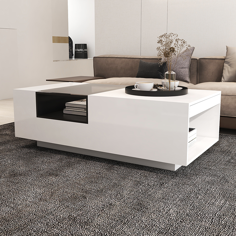 White High Gloss Coffee Tables Sofa Side Table for Living Room