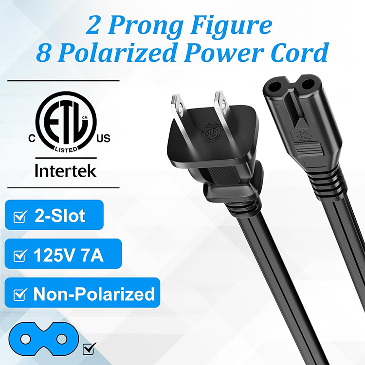 AC US power cord 2pin plug extension cord01jvq