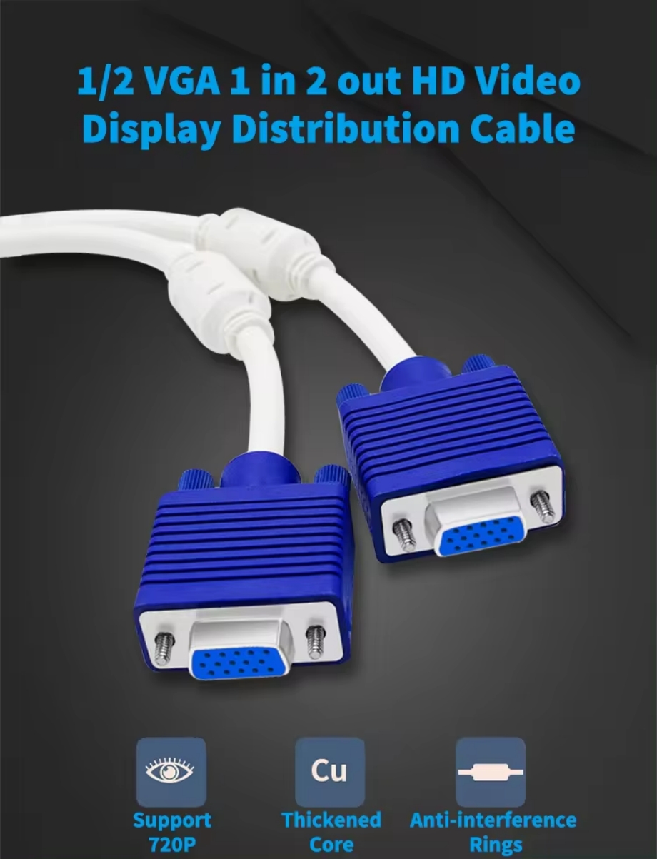 VGA 1 to 2 Splitter Cable014ym