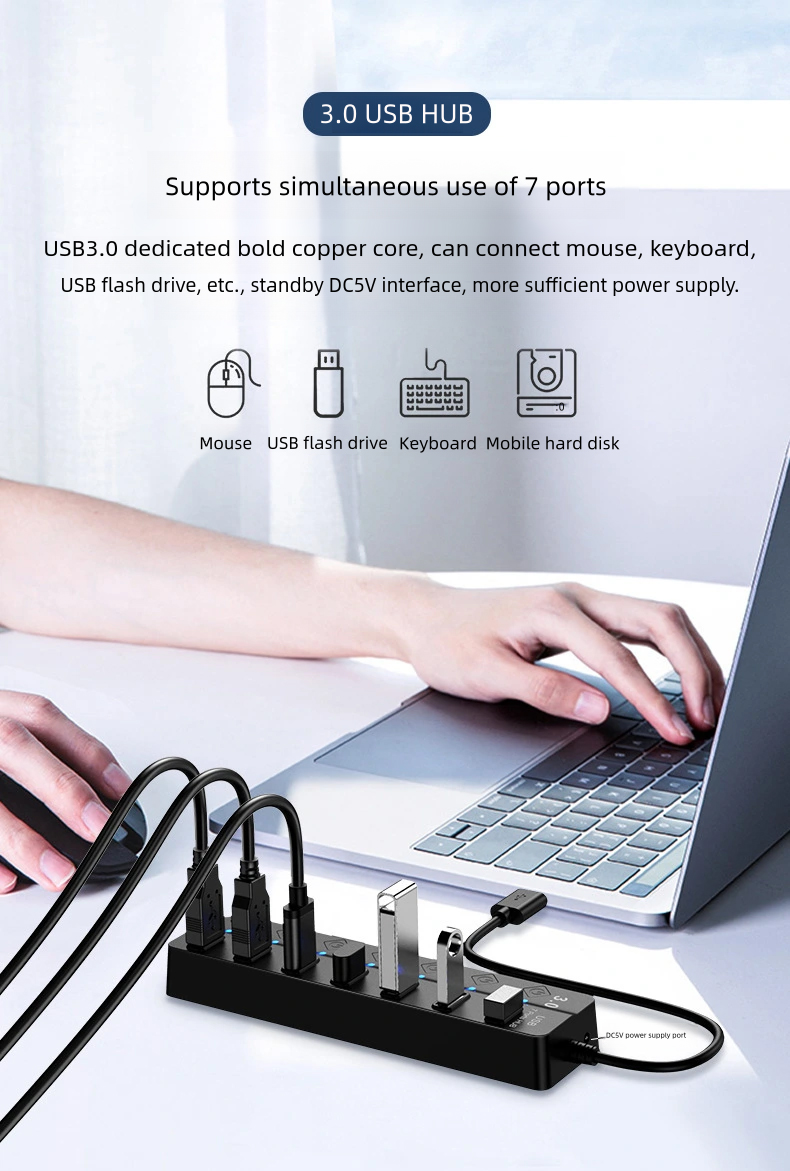 7 in 1Usb C Hub Type C Card Readers USB04d9t