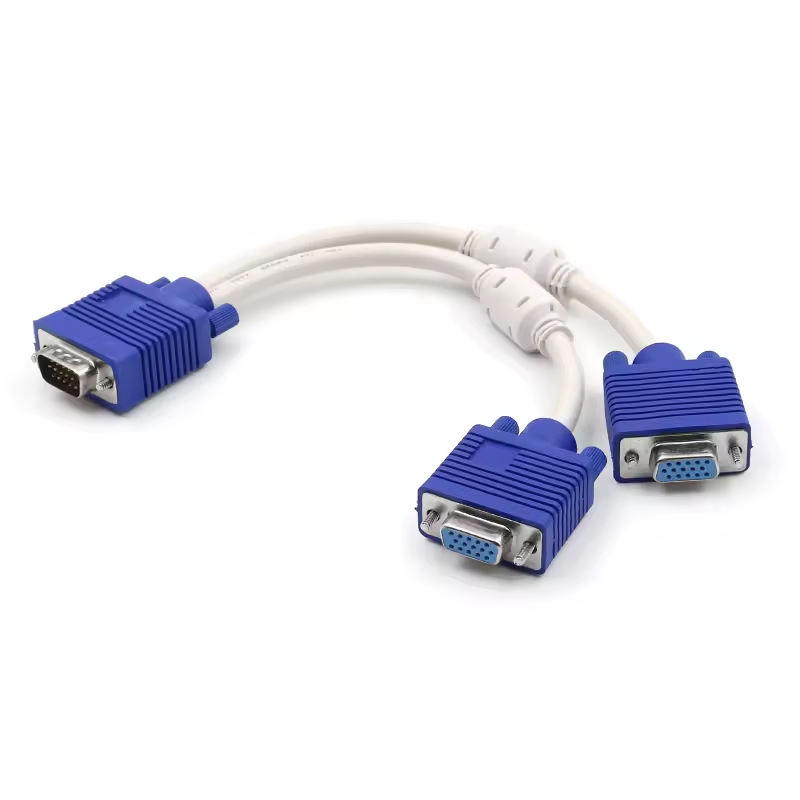 Amewire Experience Seamless Video Expansion With The High-quality VGA 1 to 2 Splitter Cable,Supporting 1080P Resolution For PCs and TVs