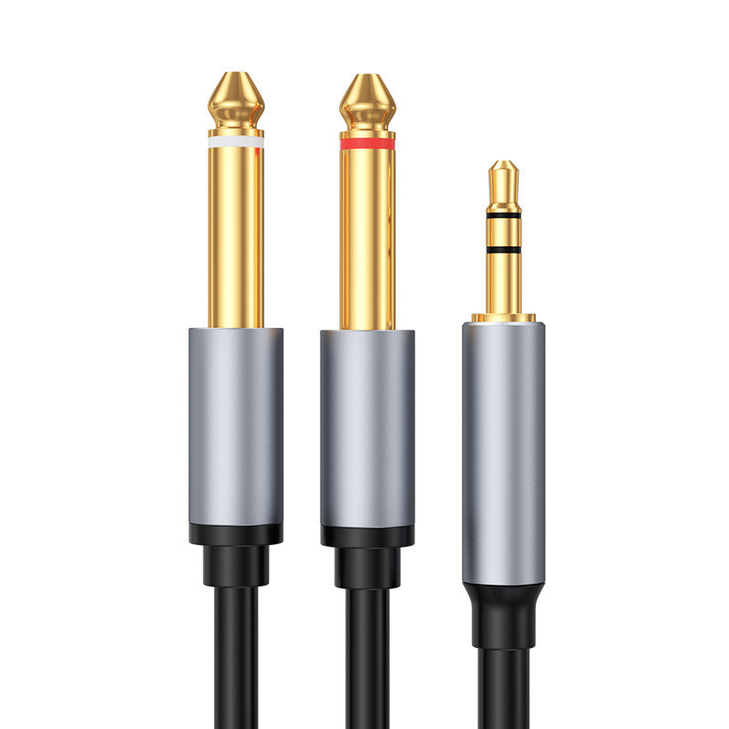 Amewire Best Price Aluminum shell 3.5mm to 2rca optical fiber audio cable 24K Gold Plated Stereo rca audio cable