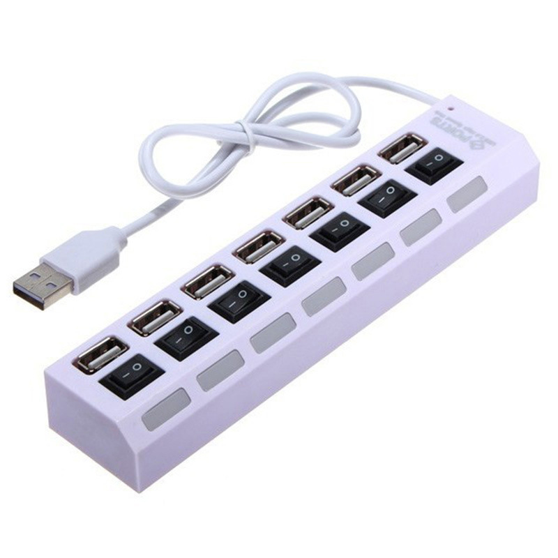 Amewire Factory price Hot Selling New 7 Ports LED 2.0 USB Adapter Hub Power on/off Switch For PC Laptop