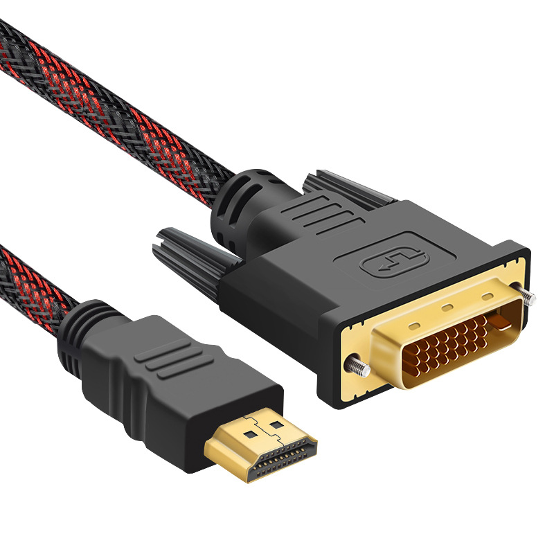 Amewire Wholesale Male to Male 1080P HDMI To DVI Port Adapter DVI 24+1 With Nylon Net Gold Plated Connectors