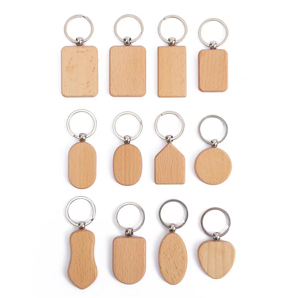 Custom Blank Basic Simple Wooden Keychain Collection