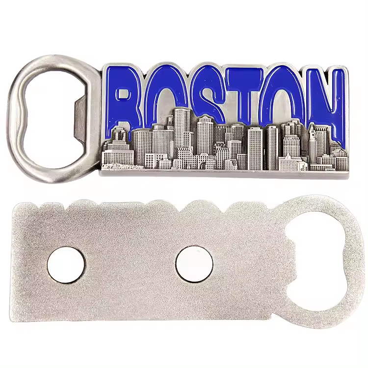Customized Boston Travel Souvenir Fridge Sticker Bottle Opener