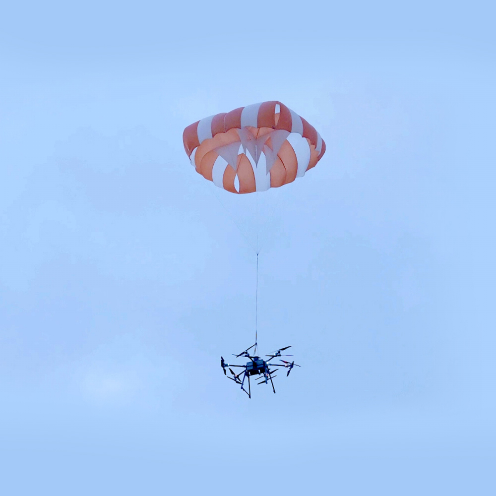 Sistemas de paracaídas de rescate con drones industriales T200
