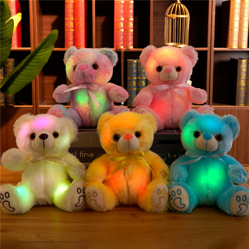 Toplu Light Up Teddy Bear Peluş Oyuncak Parlayan Aydınlık Ayı Yumuşak Oyuncaklar Çocuklar İçin