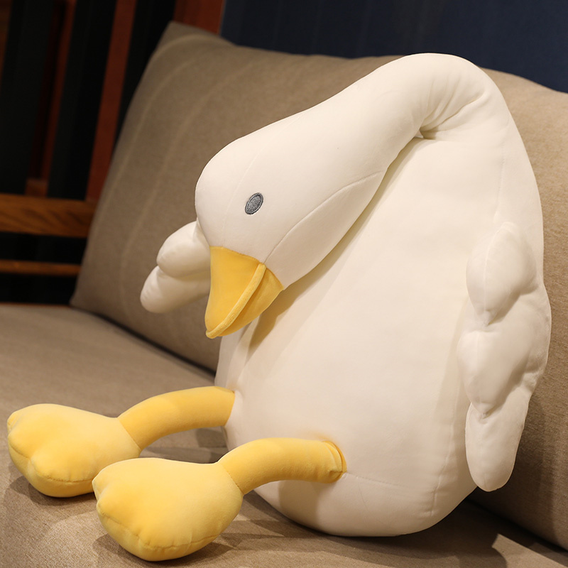 Cute White Big Plush Swan Hugging...