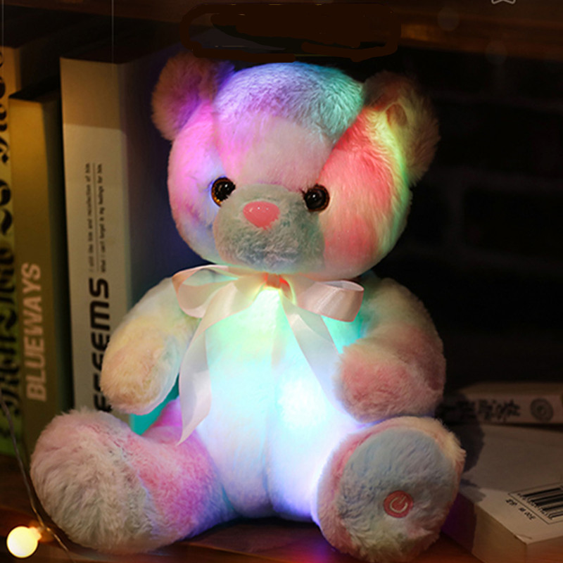 Regenboog Kleurrijke Verlichting Glow Up Teddybeer Kawaii LED Beer voor Valentijnsdag Cadeau