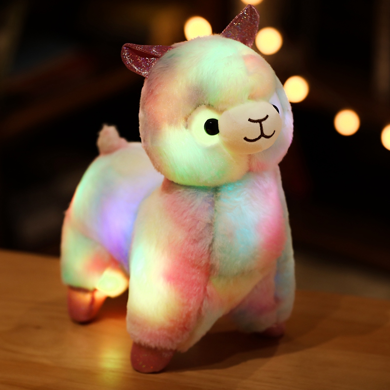 OEM Hot Sell Luminous Led Light Alpaca Plash Toys نرم آلپاکا با چراغ های شب برای کودکان