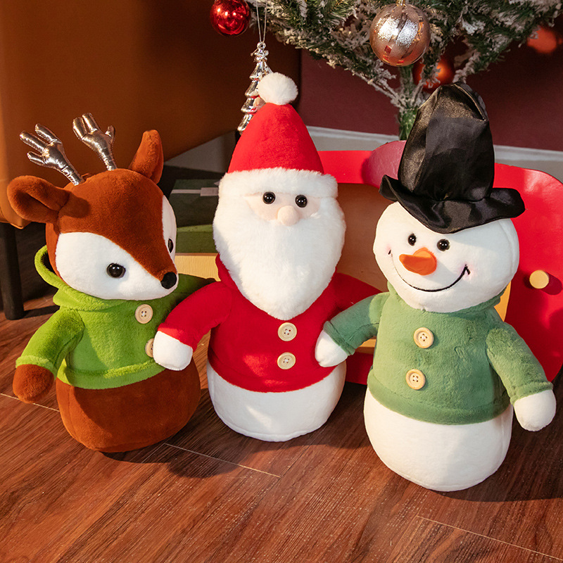 Sáng tạo đáng yêu nhồi bông ông già Noel người tuyết Nai sừng tấm Đồ chơi Lễ hội búp bê Quà tặng cho trẻ em