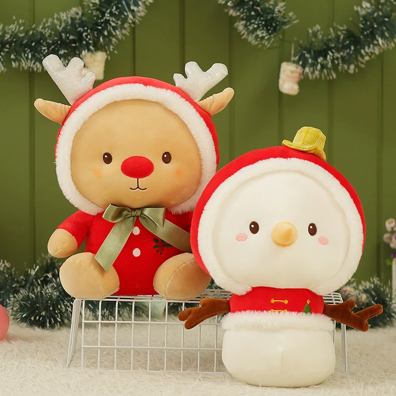 अमेज़ॅन हॉट सेल उच्च गुणवत्ता वाले क्रिसमस आलीशान रेनडियर स्नोमैन खिलौना अनुकूलित गुड़िया घर और उपहार सजाएं