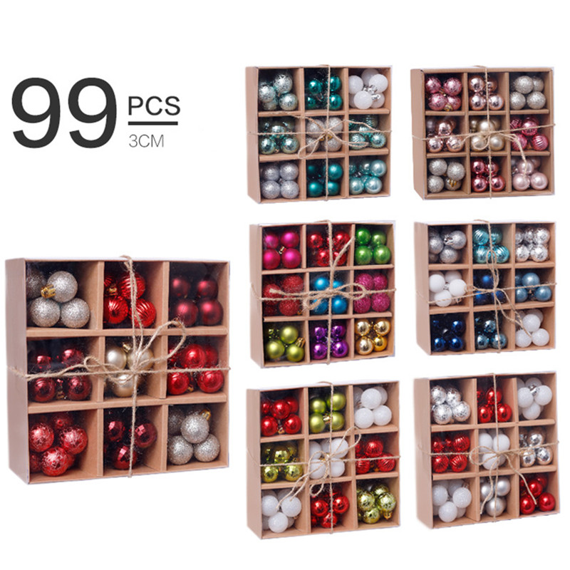 Ready To Ship 99pcs/pack 3cm Christmas Ball Christmas Tree Hanging Plastic Ornament Ball Holiday Decoration