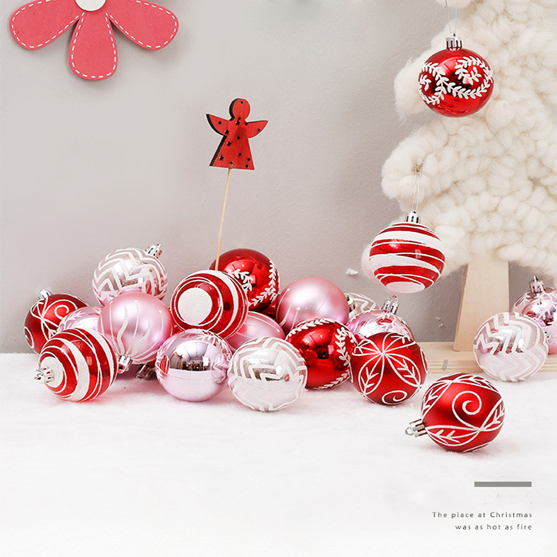 24pcs/6cm Red And Pink Christmas ...