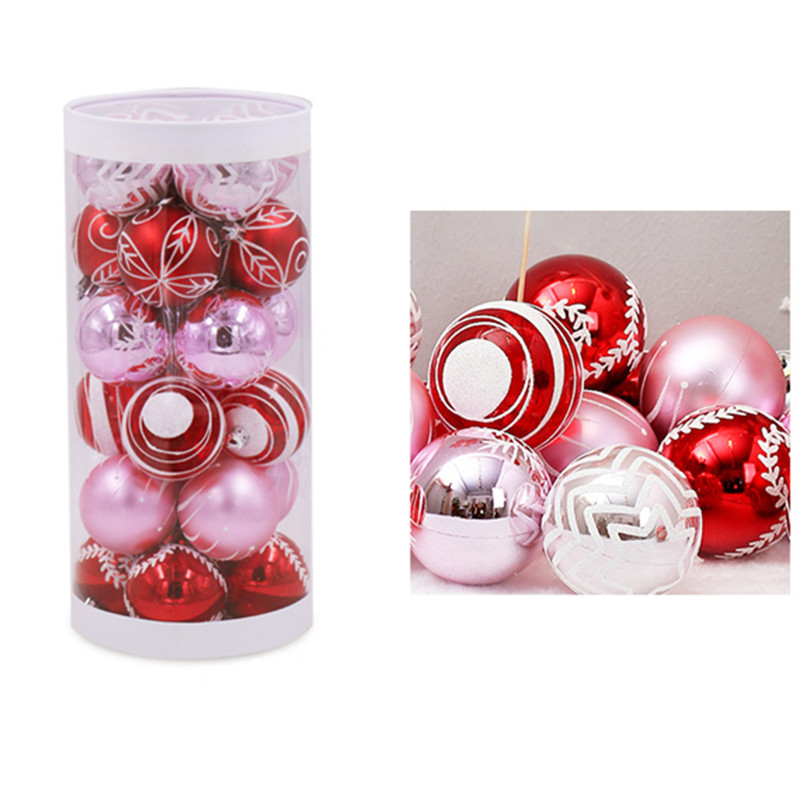 24pcs/6cm Red And Pink Christmas ...