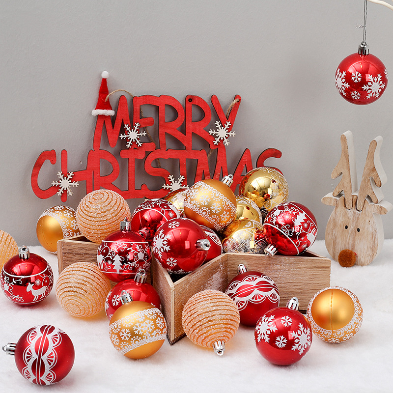 New Design CE Wholesale 2.36" Orange Gold Red Christmas Balls Painted For Indoor Hanging