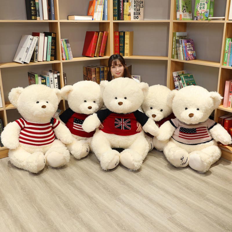 Mainan Boneka Beruang Besar Yang Lucu Dengan Sweater Boneka Binatang Peluche Berkualitas Tinggi Untuk Ditemani