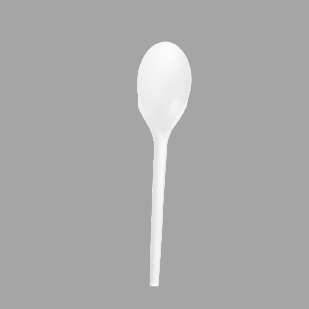 SY-003 6inch/152mm white CPLA Customized spoon in bulk package DIN CERTCO certified biodegradable spoon.