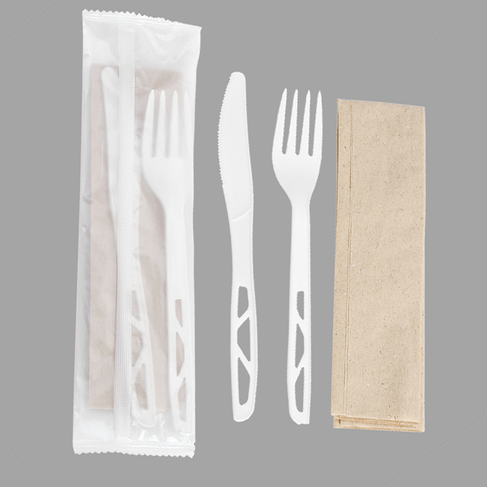  Quanhua SY-017-FKN, pisau dan garpu CPLA.  Set Peralatan Makan Biodegradable CPLA.