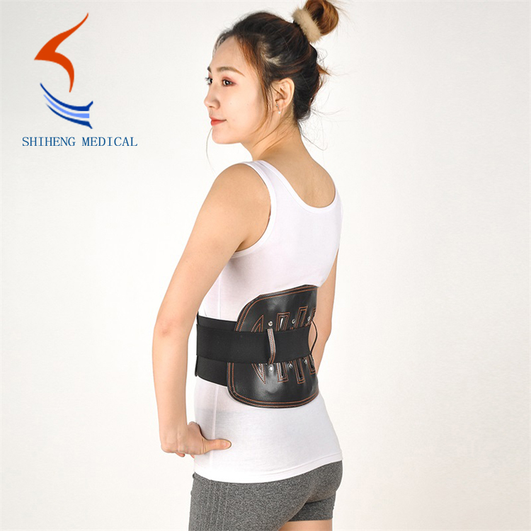 Waist support belt with leather support
