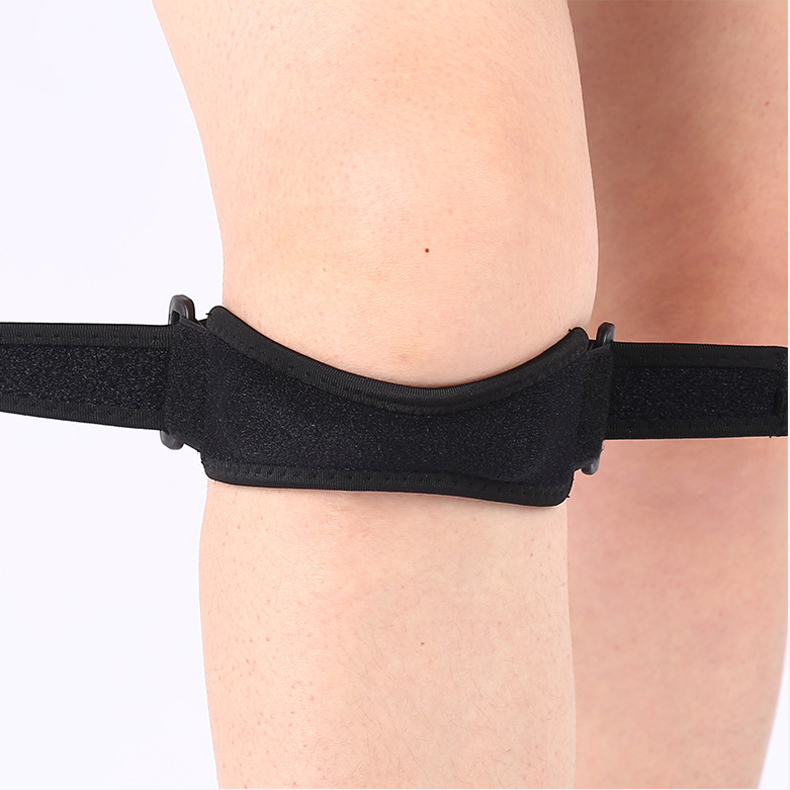 Cintura di supporto per ginocchio con cinturino rotuleo regolabile