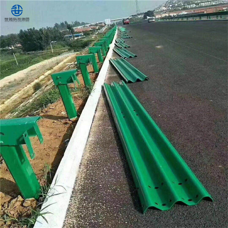 The installation process of waveform guardrails on highways