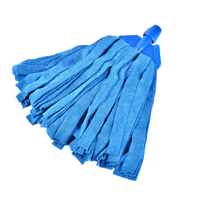 Tête de vadrouille de nettoyage en microfibre à bande bleue de vente chaude avec tête en plastique