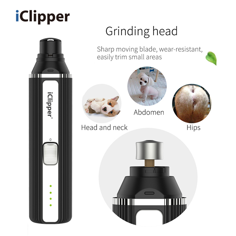 Iclipper-N8 Электрические шлифовальные станки для ногтей для домашних животных Перезаряжаемая USB-зарядка Тихая шлифовальная машинка для ногтей с кошачьими лапами