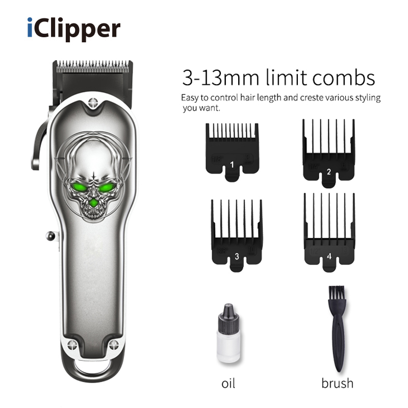 IClipper-K6 Профессиональная металлическая парикмахерская машинка для стрижки волос Электрический перезаряжаемый триммер для волос