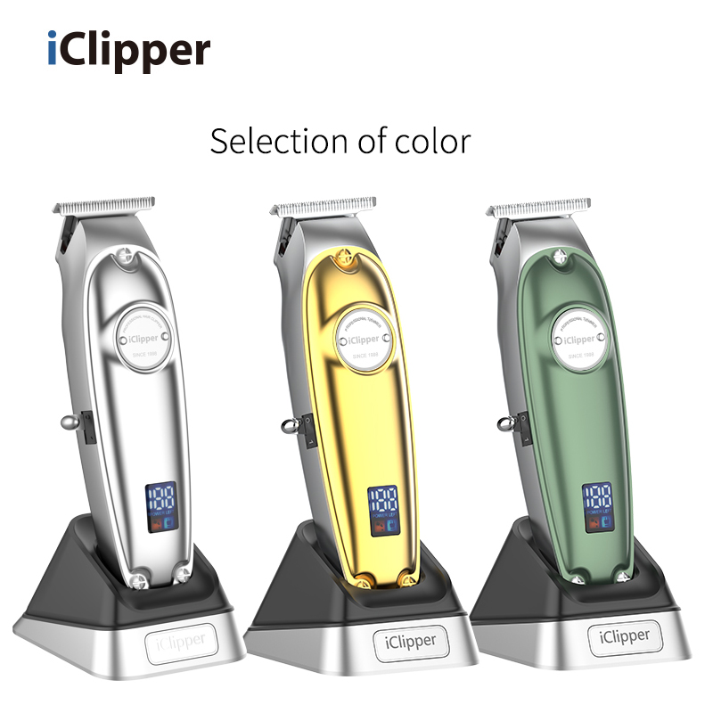 IClipper-I4ns ရွှေကြိုးမဲ့ဆံပင်ညှပ်စက် ပရော်ဖက်ရှင်နယ်ဆံပင်ညှပ်စက် Cordless အလှပြင်ဆိုင်လျှပ်စစ်ယောက်ျားညှပ်
