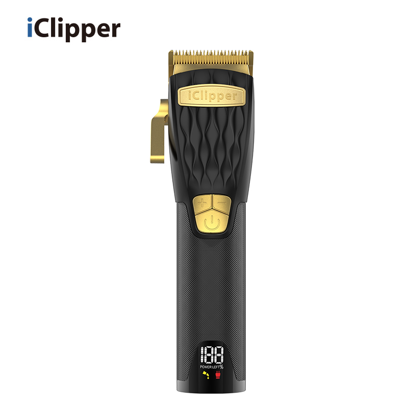 Iclipper- K38S Zlatý zastřihovač vlasů Stříhací stroj Bezdrátové kovové elektrické zastřihovače Muži Akumulátorový profesionální zastřihovač vlasů
