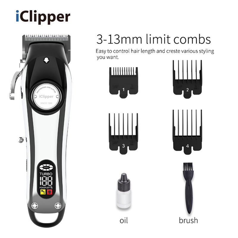 IClipper-Y62 Профессиональные перезаряжаемые электрические беспроводные парикмахерские машинки для стрижки волос с нулевым зазором для мужской стрижки волос