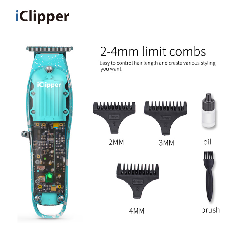 IClipper-Y10S Kulur bl-ingrossa Clipper tax-xagħar tal-plastik Professional Barber Rechargeable Electric Hair Trimmer