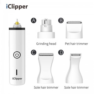 Iclipper-N5 5 an 1 Cordless Dog Grooming Clippers Elektresch Pet Nail Grinder
