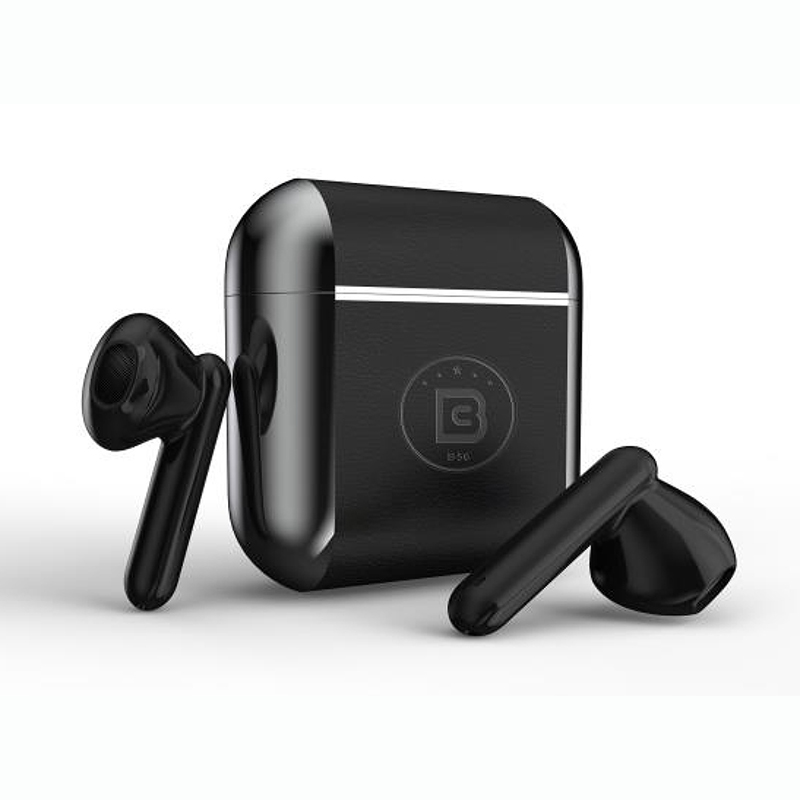 Écouteurs sans fil en cuir PU, écouteurs Bluetooth à commande tactile
